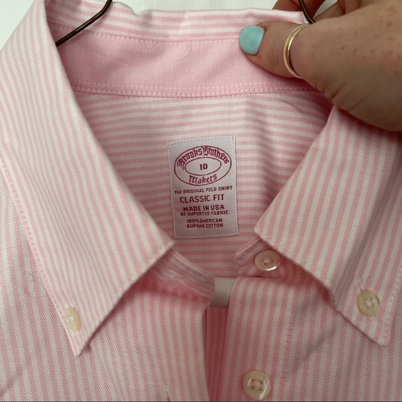 Pink pin stripe Brooks Brothers size 10 women’s button down GREAT CONDITION - Picture 2 of 7